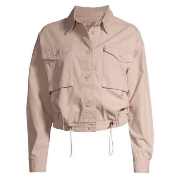 3/$30 Utility Style Cropped Jacket, Taupe - Picture 5 of 9